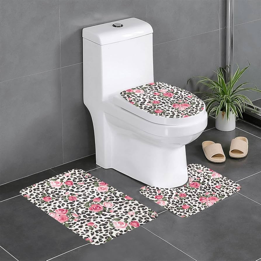 ヒョウ柄 トイレマット ふたカバー セット【日本製】